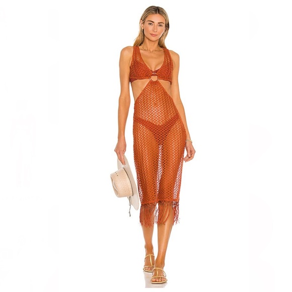 Camila Coelho Landry Midi Dress in Rust Size XXS - Picture 1 of 8